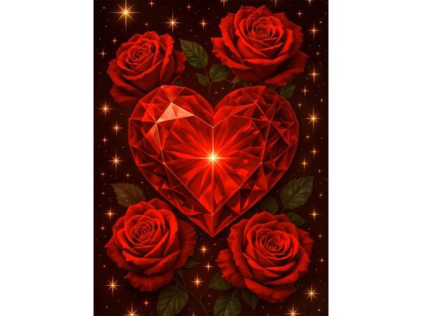 50x40cm Diamond Painting hart rozen (vierkant) nr 13