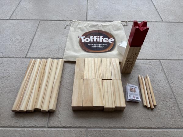 Toffifee Kubb Go spel nieuw houten speelgoed buiten werpspel