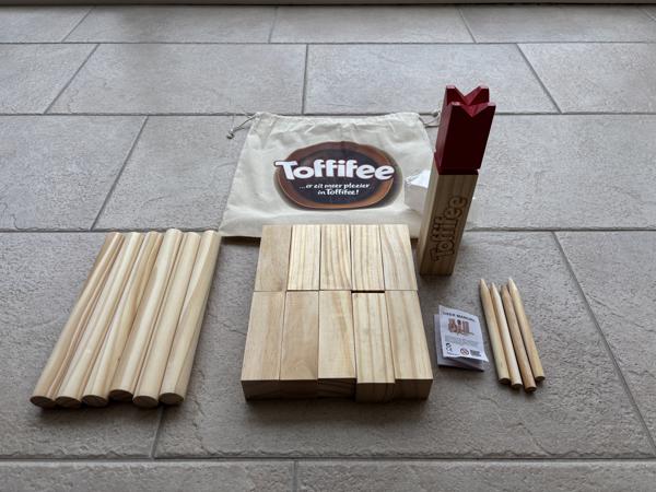 Toffifee Kubb Go spel nieuw houten speelgoed buiten werpspel