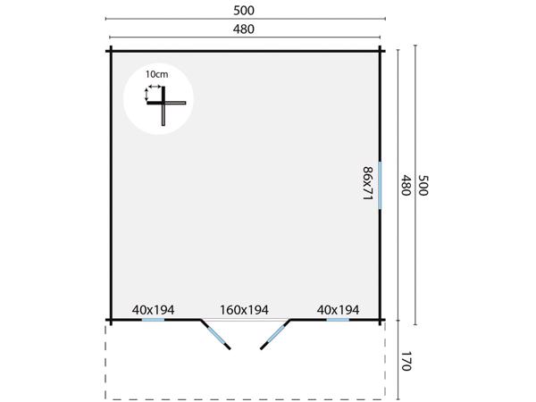 Blokhut - Tuinhuis Emiel | 44 mm | vuren onbehandeld