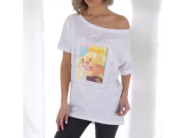 Glo-story t-shirt 1995 wit glamour glitter one size