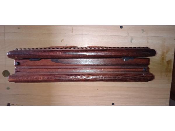 Houten opbergdoos met leder