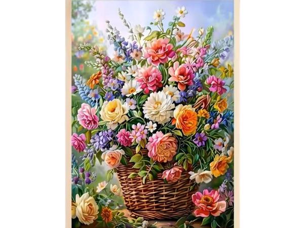 50x40cm Diamond painting mand bloemen (vierkant) nr 31