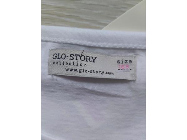 Glo-Story t-shirt gezichtje met gekleurde haren wit 158