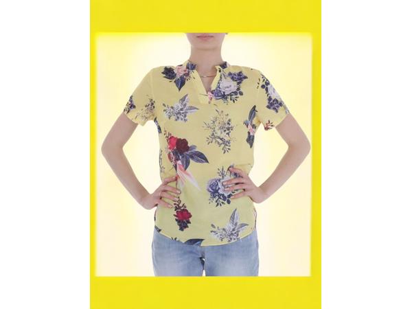 Metrofive bloemen shirt vhals geel XXL/44