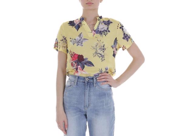 Metrofive bloemen shirt vhals geel XXL/44