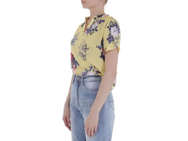 Metrofive bloemen shirt vhals geel XXL/44