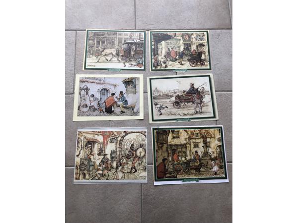 Anton Pieck gladde print tekeningen 6 stuks