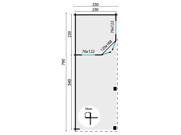 Blokhut - Tuinhuis Gretel | 44 mm | vuren onbehandeld