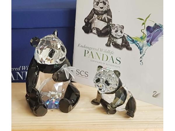 Swarovski Panda Moeder en Baby doos, omdoos en certificaat