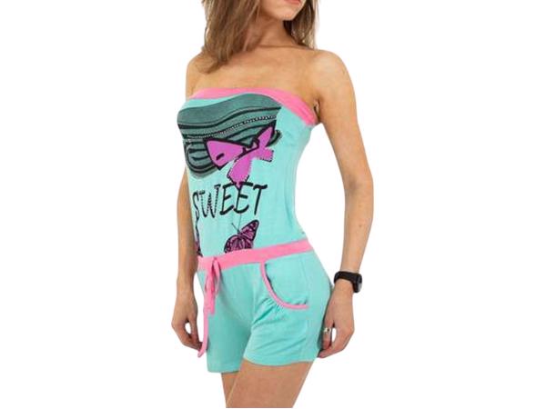 Playsuit offshoulder glitter groen XL