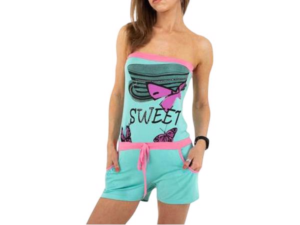 Playsuit offshoulder glitter groen XL