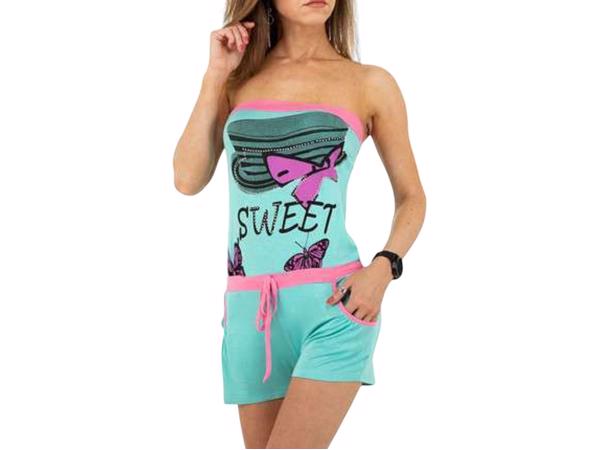 Playsuit offshoulder glitter groen XL