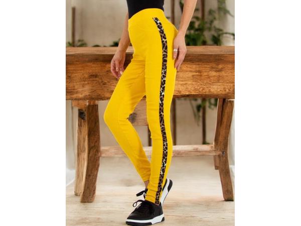 Fashion stevige legging panterprint geel S/M