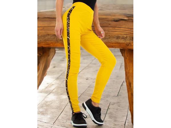 Fashion stevige legging panterprint geel S/M