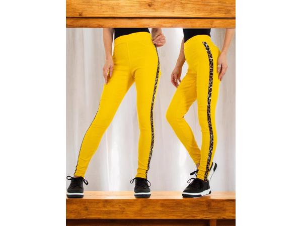 Fashion stevige legging panterprint geel S/M