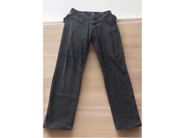 Country skinny jeans met sliertjes grijs zwart zilver L