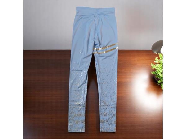 Legging lichtblauw goud glitter S/M