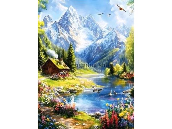 50x40cm Diamond Painting landschap bergen (vierkant) nr 25