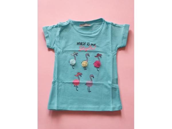 Glo-Story t-shirt flamingo's turquoise 98