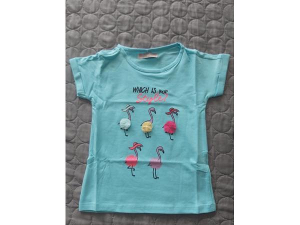 Glo-Story t-shirt flamingo's turquoise 98