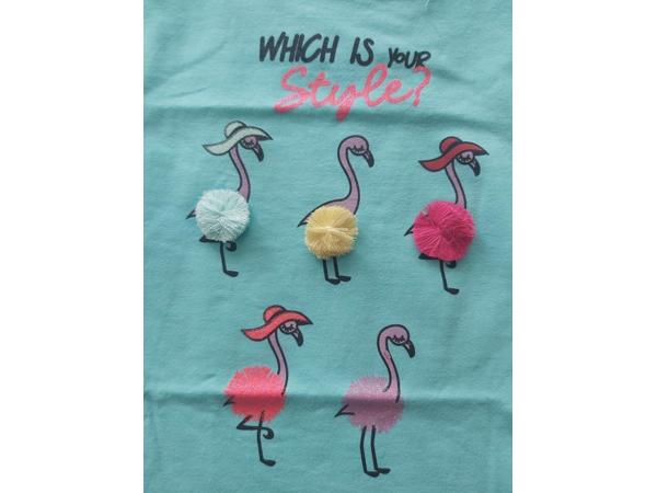 Glo-Story t-shirt flamingo's turquoise 98