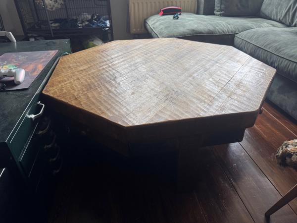 Robuuste Eiken Salontafel - 120cm breed, 8cm dik blad