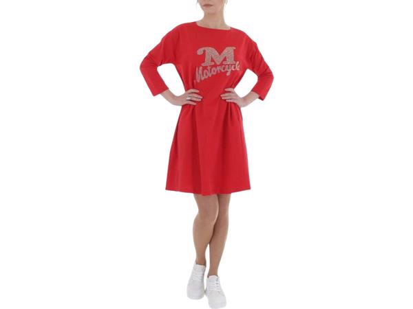 Sweat jurk motorcycle strass steentjes rood XL/XXL