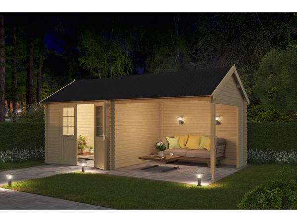 Blokhut met overkapping Fraya 575x275 Onbehandeld vuren