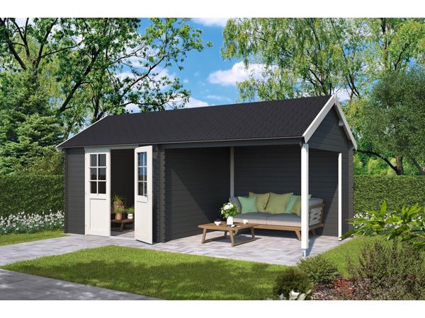 Blokhut met overkapping Fraya 575x275 Onbehandeld vuren