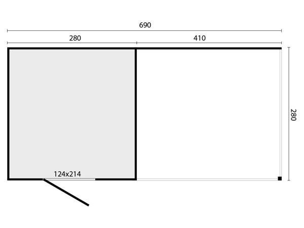 Tuinhuis Kubeline met luifel L280X687 CM