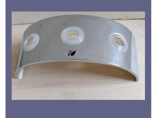 Swarovski rode + blauwe tulp + staander met echtheids-logo