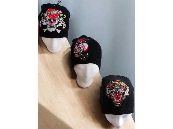 set van 3x glitter skull mutsen