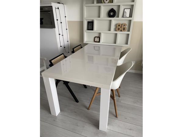 Witte hoogglans eettafel 190x90