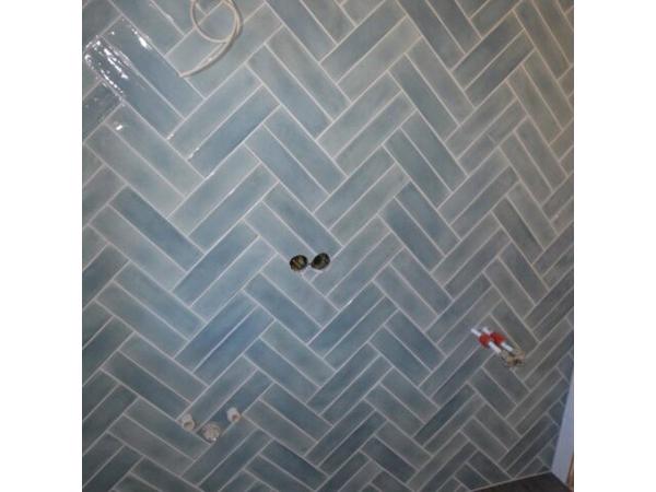 Accent tegel opal sky 7,5x30 cm handvorm tegels wolk blauw