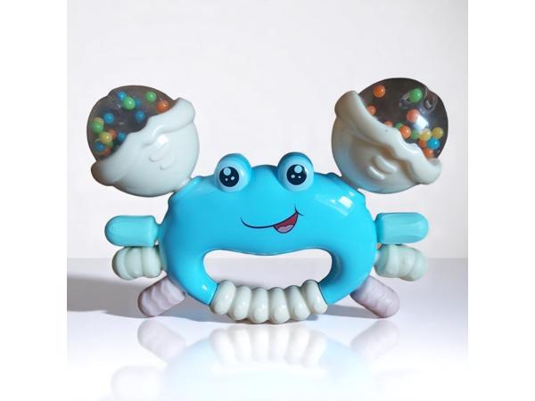 Bijtring en rammelaar in 1 blauwe krab