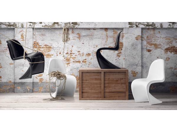 stoel in Panton-stijl, wit en zwart glanzend