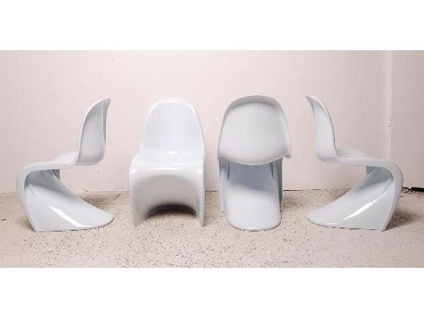 stoel in Panton-stijl, wit en zwart glanzend