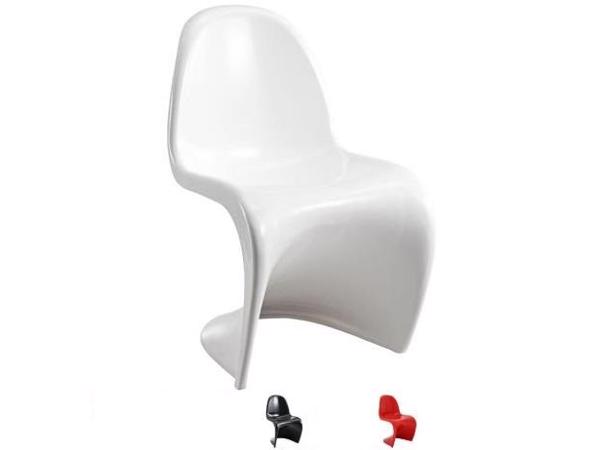 stoel in Panton-stijl, wit en zwart glanzend