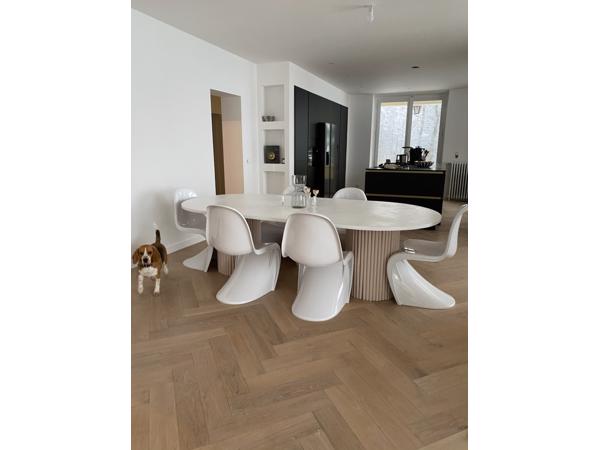 stoel in Panton-stijl, wit en zwart glanzend