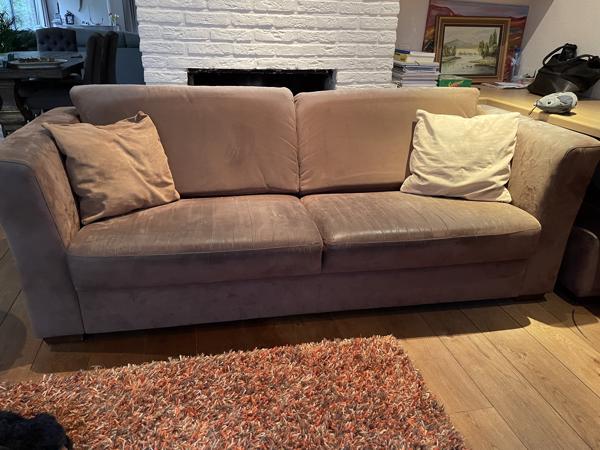 Leuke 3 Zitsbank bruine Alcantara stof (223 cm)