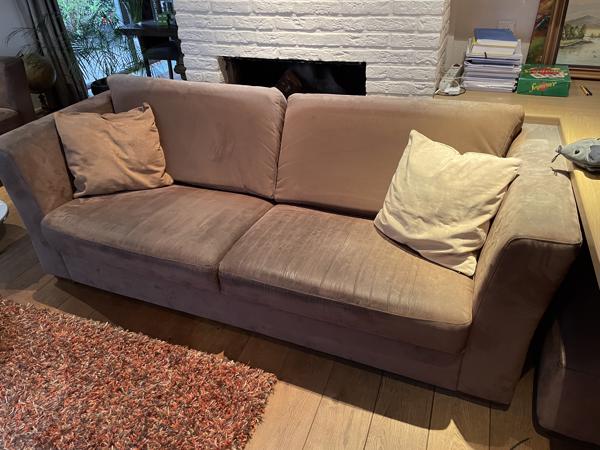 Leuke 3 Zitsbank bruine Alcantara stof (223 cm)