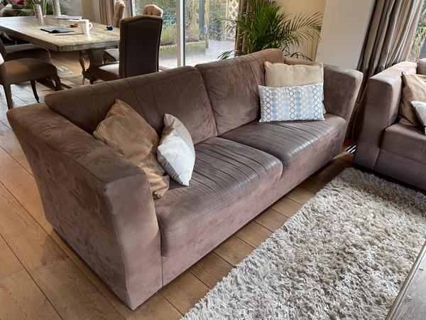 Leuke 3 Zitsbank bruine Alcantara stof (223 cm)