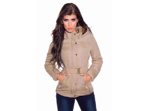 Winterjas met afneembare capuchon, beige, Maat M (nieuw)