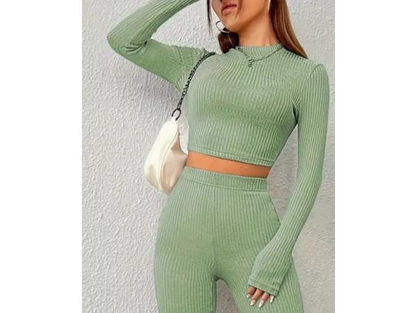 Crop top mintgroen lange mouwen XXL