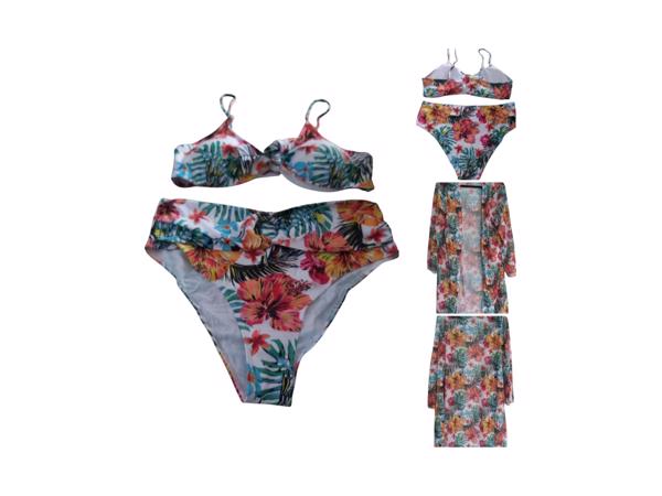 3 delig bikini set wit bloemen XXL