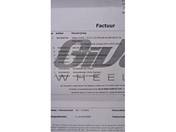 Land Rover Evogue velgen velare 22 onbeschadigd 4st