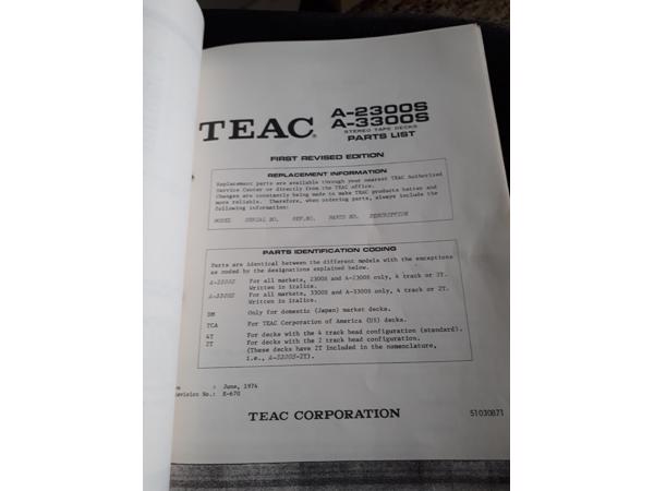 Handleiding voor de a2300s teac bandrecorder
