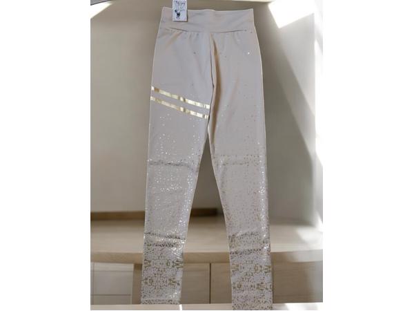 Holala stretchy legging creme goud glitter S/M