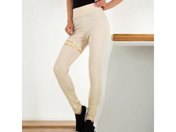 Holala stretchy legging creme goud glitter S/M